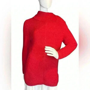 Talbots Marled Cowl Neck Sweater In Red Color Size L.